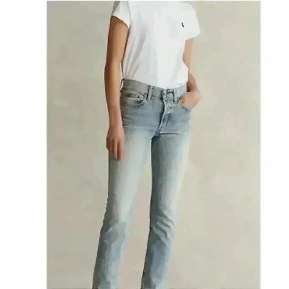 POLO Ralph Lauren The Callen High Rise Slim Fit Jeans Raw Hem Womens Size 28